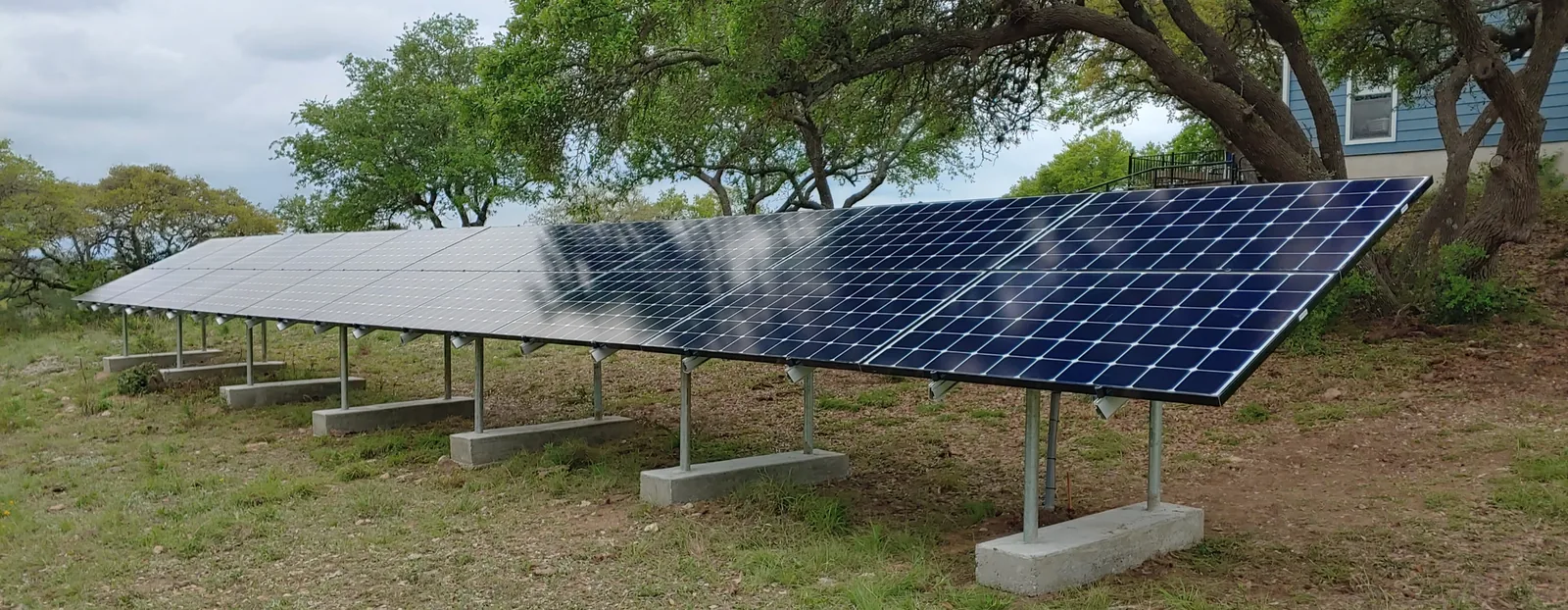Aerial view of a DKD Energy solar array in Central Texas
