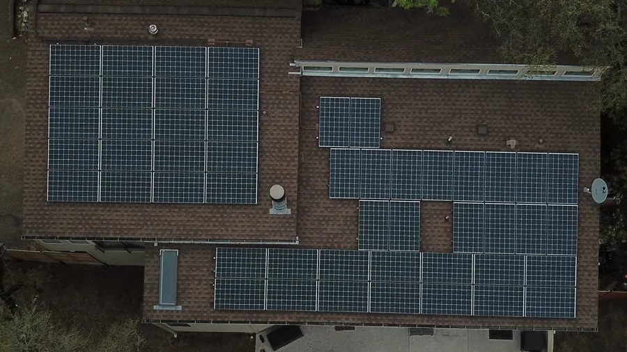 Close-up of installed rooftop solar panels